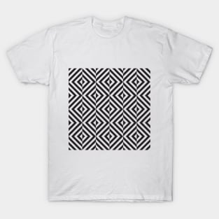 Black and white diamond optical illusion pattern T-Shirt